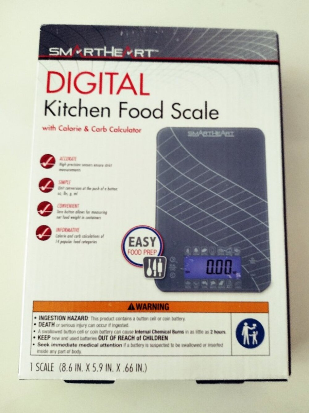 NWOT Digital Kitchen Food Scale SmartHeart Weigh Ingredients, Mail, etc.
